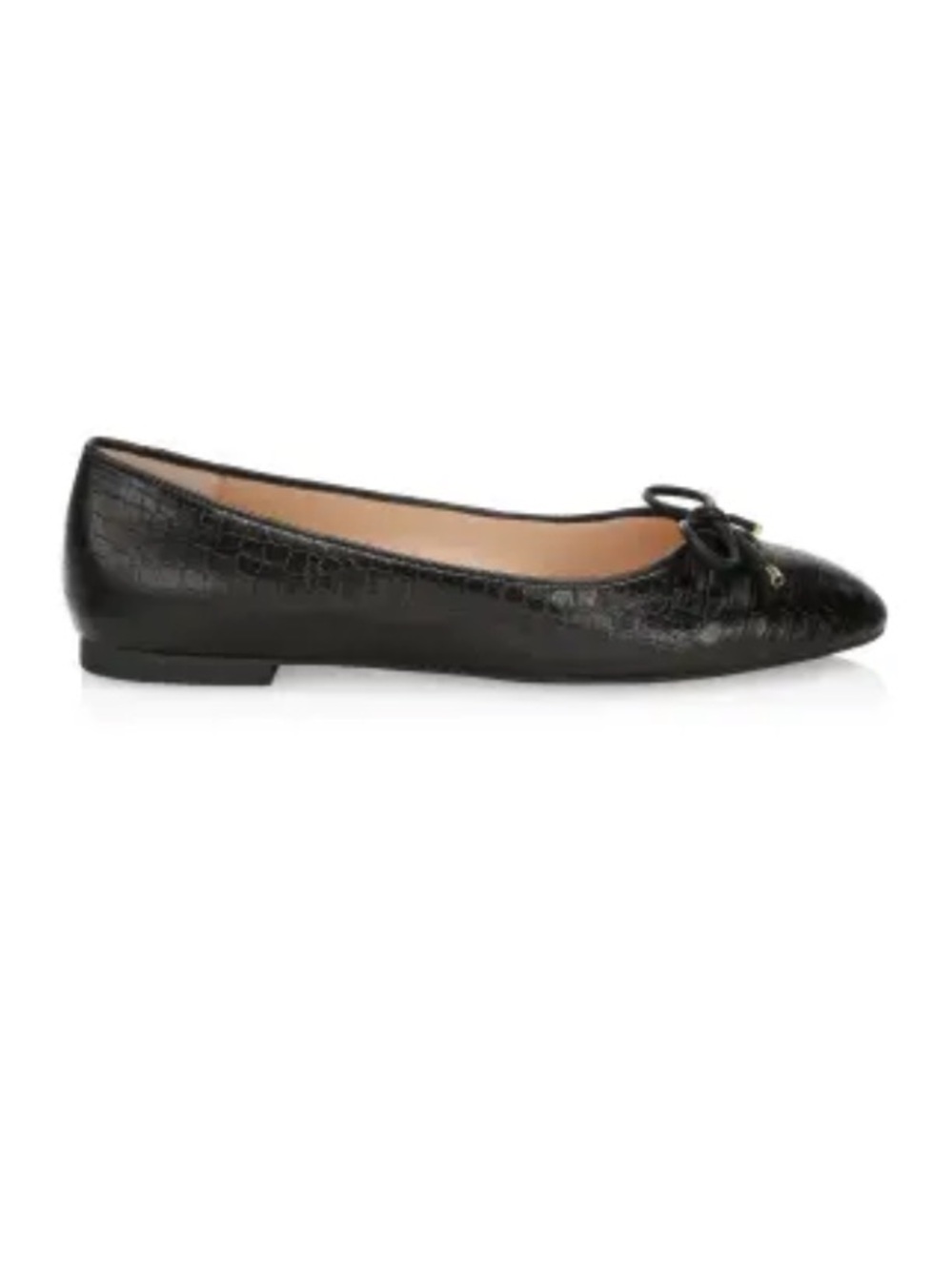 Stuart Weitzman Black Croc-Embossed Ballet Flats